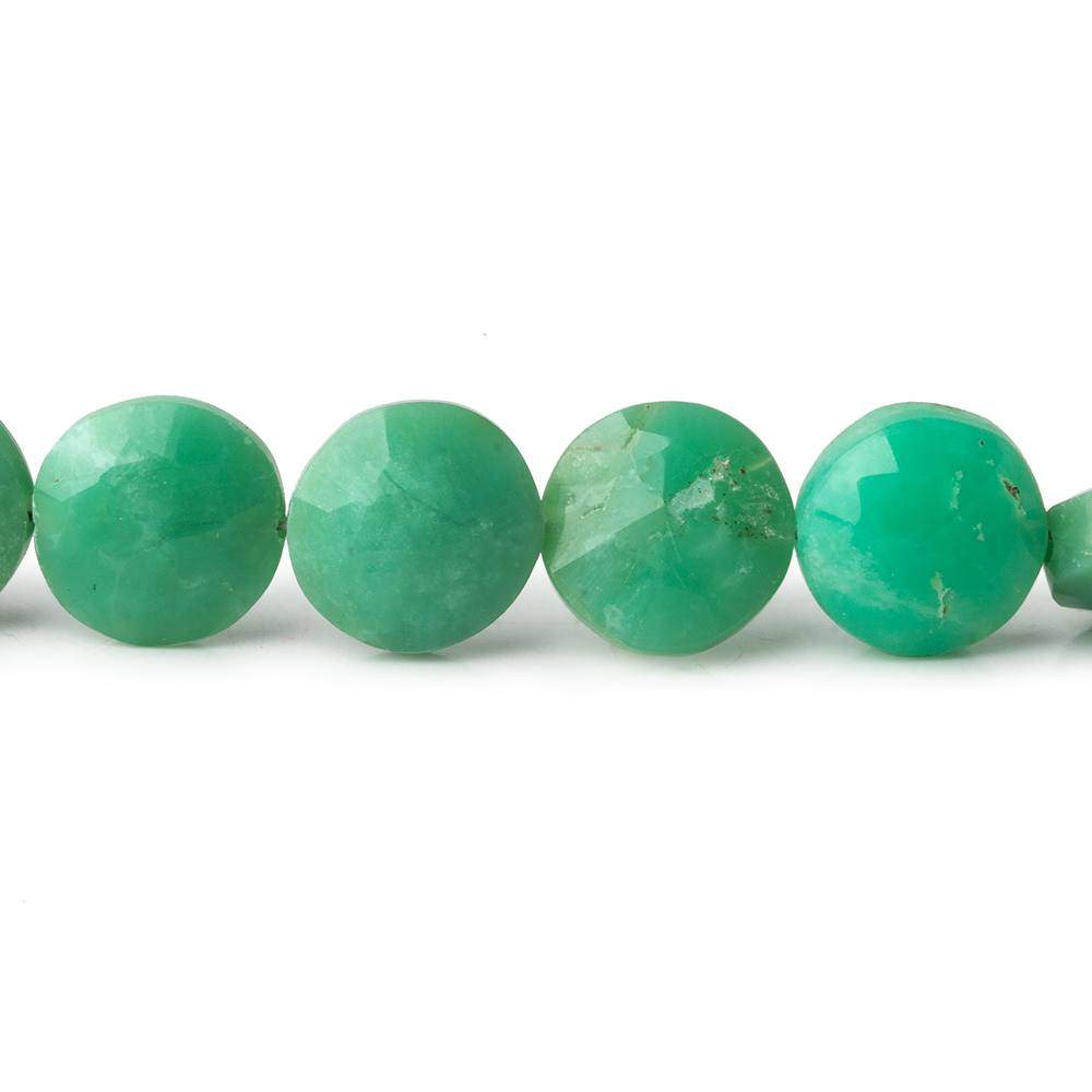 8.5-9.5mm Dark Chrysoprase Faceted Coins 8 inch 23 beads (ONLINE ORDER ONLY)