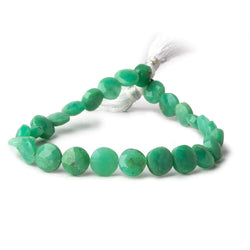 8.5-9.5mm Dark Chrysoprase Faceted Coins 8 inch 23 beads (ONLINE ORDER ONLY)