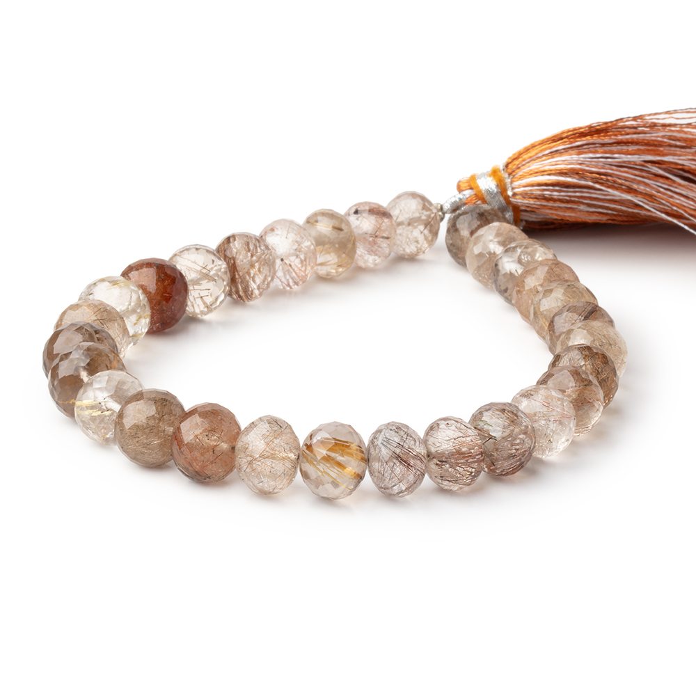 8.5-9.5mm Rutilated Quartz Faceted Rondelle Beads 8 inch 29 pieces (ONLINE ORDER ONLY)