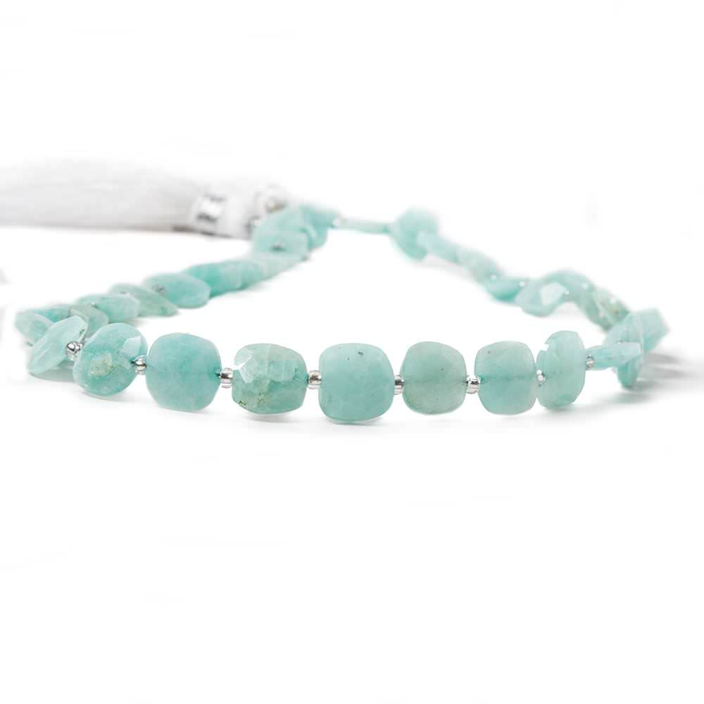 8.5-9mm Amazonite faceted pillow beads 14 inch 33 pieces (ONLINE ORDER ONLY)