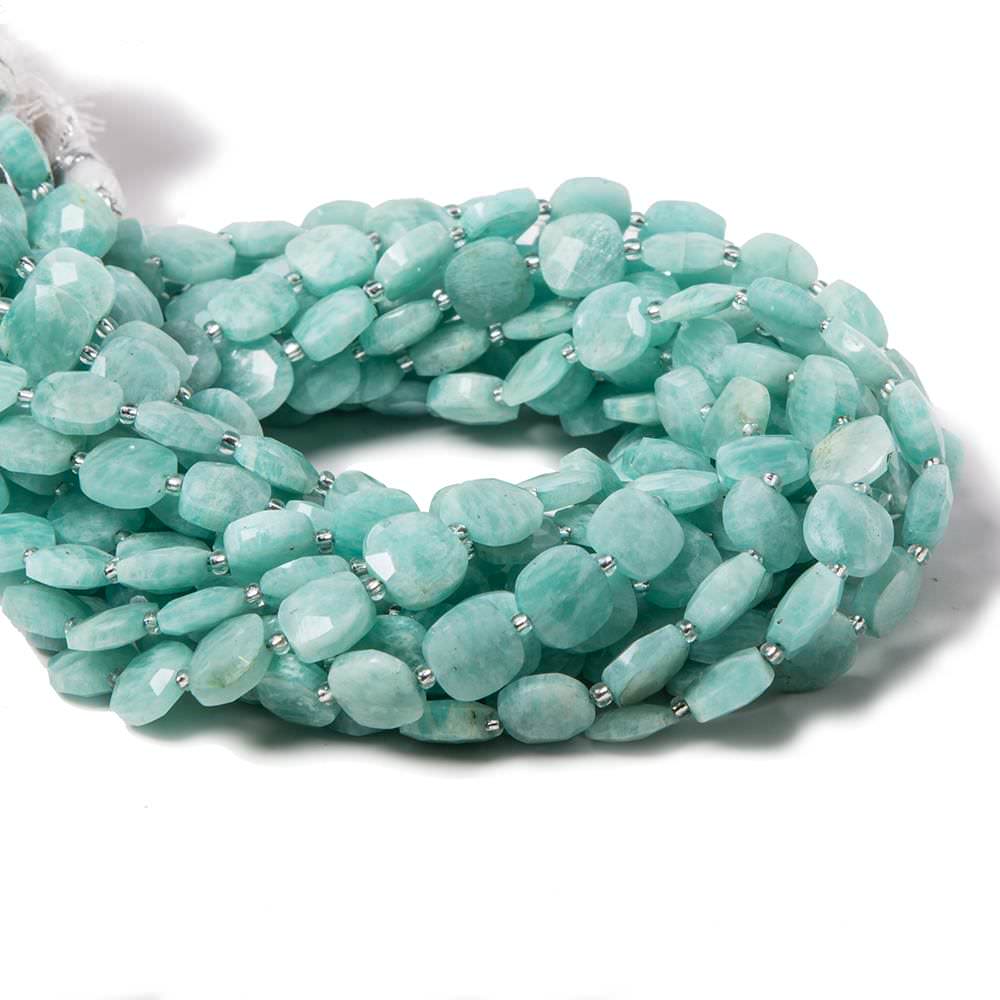 8.5-9mm Amazonite faceted pillow beads 14 inch 33 pieces (ONLINE ORDER ONLY)