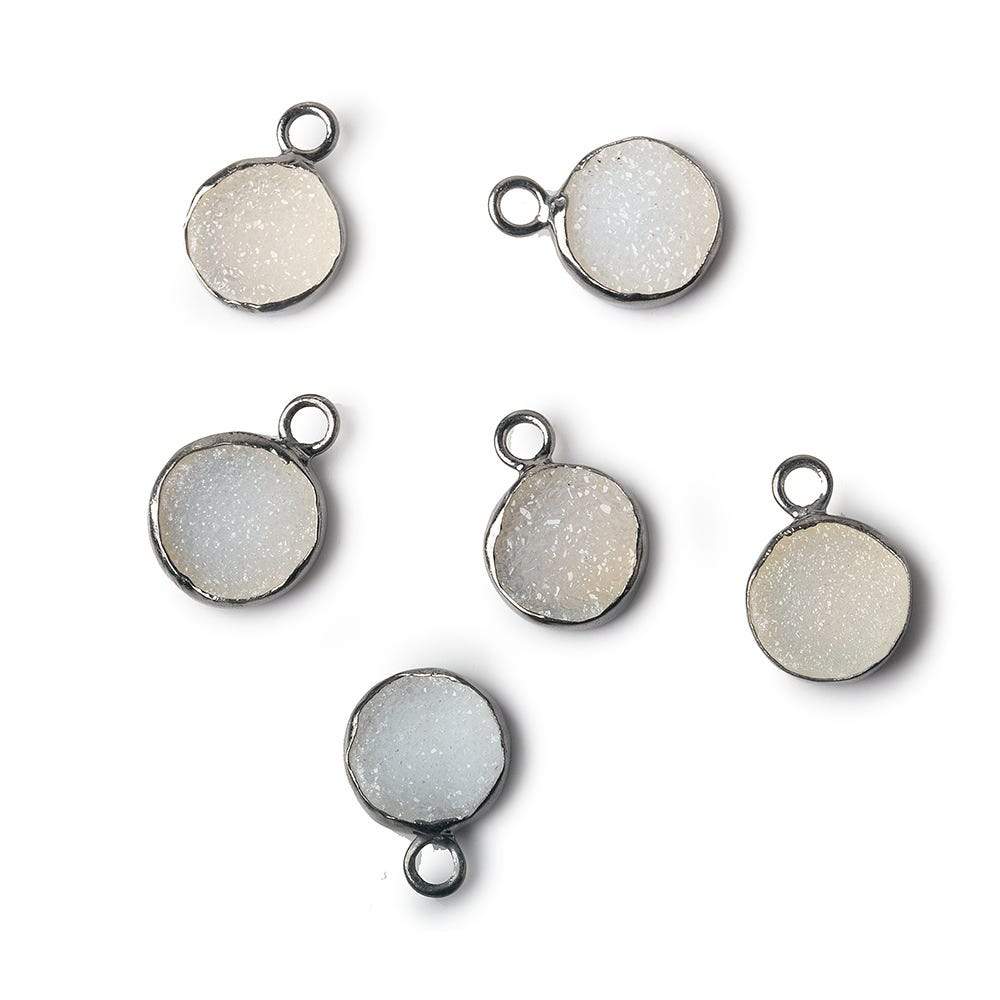 8.5-9mm Black Gold Bezel White Drusy Coin Pendant 1 piece (ONLINE ORDER ONLY)