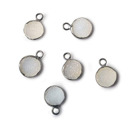 8.5-9mm Black Gold Bezel White Drusy Coin Pendant 1 piece (ONLINE ORDER ONLY)