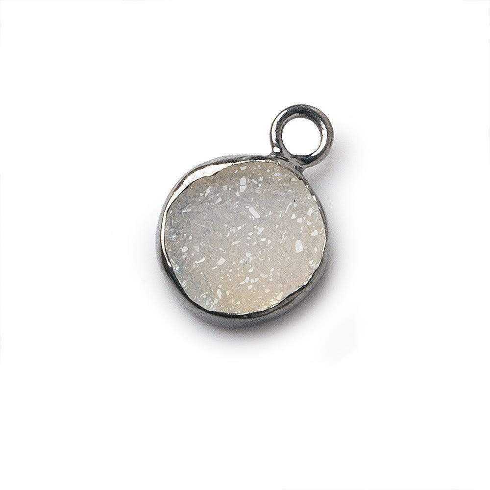 8.5-9mm Black Gold Bezel White Drusy Coin Pendant 1 piece (ONLINE ORDER ONLY)