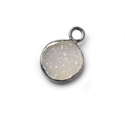 8.5-9mm Black Gold Bezel White Drusy Coin Pendant 1 piece (ONLINE ORDER ONLY)