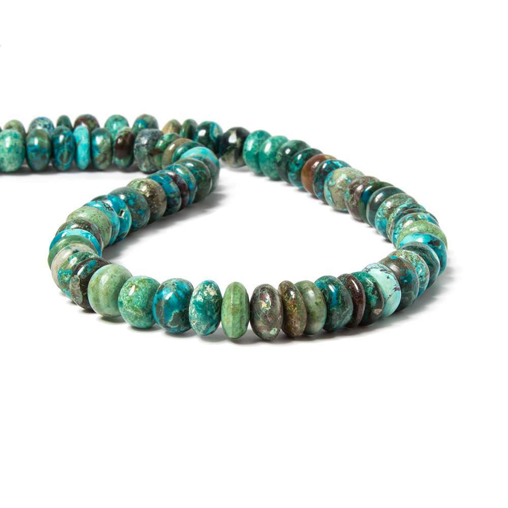 8.5-9mm Chrysocolla Plain Rondelle Beads 16 inch 61 pieces AA grade (ONLINE ORDER ONLY)