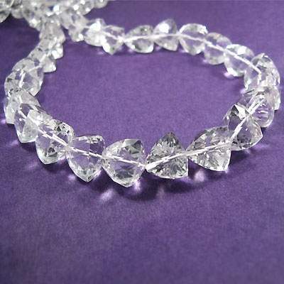 8.5-9mm Crystal Quartz Straight Drill Faceted Trillion 9 inch 25 pieces (ONLINE ORDER ONLY)