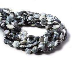 8.5-9mm Dendritic Opal faceted pillow beads 14 inch 33 pieces (ONLINE ORDER ONLY)