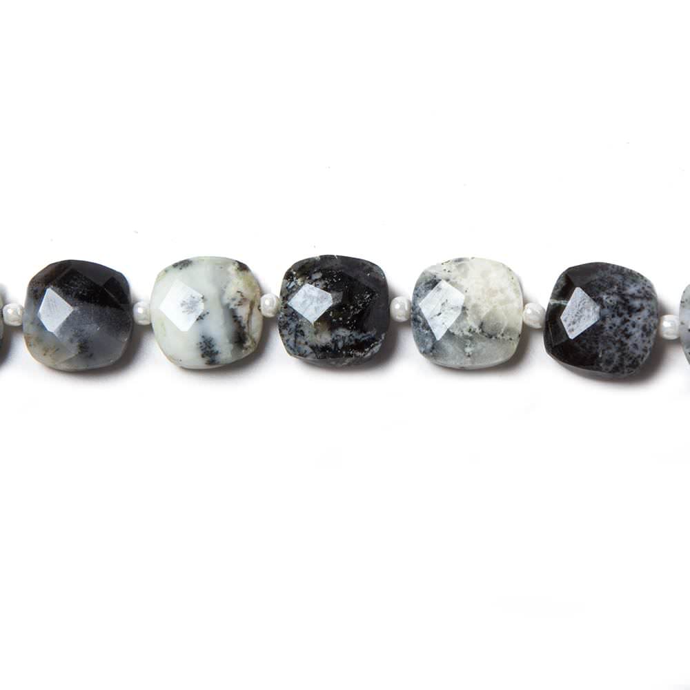 8.5-9mm Dendritic Opal faceted pillow beads 14 inch 33 pieces (ONLINE ORDER ONLY)