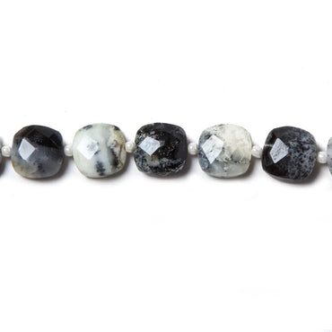 8.5-9mm Dendritic Opal faceted pillow beads 14 inch 33 pieces (ONLINE ORDER ONLY)