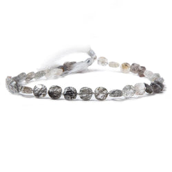 8.5-9mm Tourmalinated Quartz faceted pillow beads 14 inch 33 pieces (ONLINE ORDER ONLY)