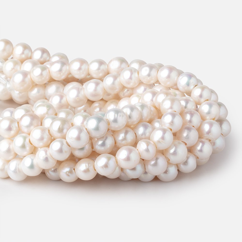 8.5-9mm White Off Round Large Hole Freshwater Pearls 7.5 inch 22 Beads (ONLINE ORDER ONLY)