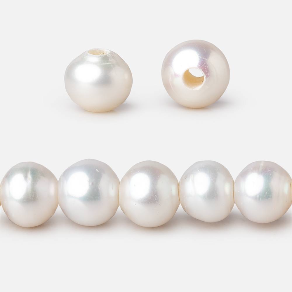 8.5-9mm White Off Round Large Hole Freshwater Pearls 7.5 inch 22 Beads (ONLINE ORDER ONLY)