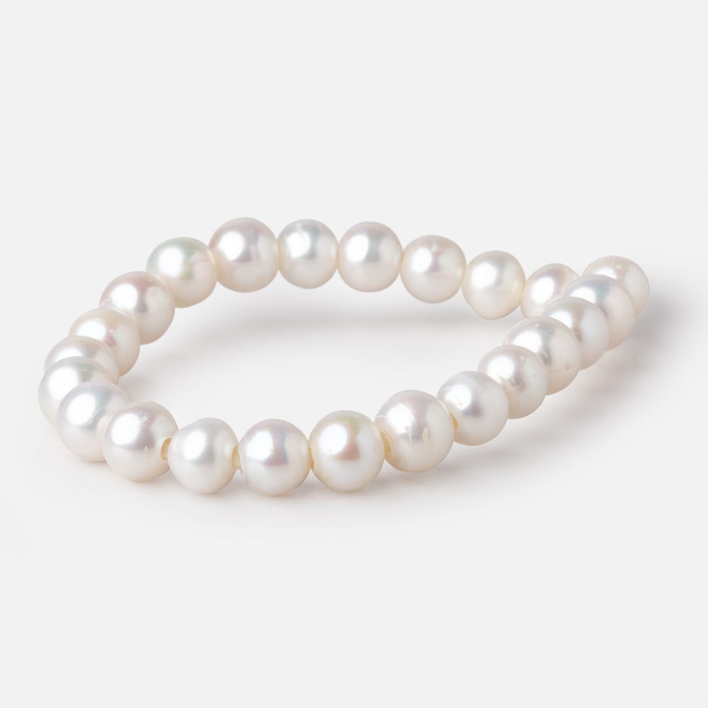 8.5-9mm White Off Round Large Hole Freshwater Pearls 7.5 inch 22 Beads (ONLINE ORDER ONLY)