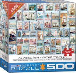 Puzzle: Variety 500 Pieces - Sailing Ships Vintage Stamps (ONLINE ORDER ONLY)