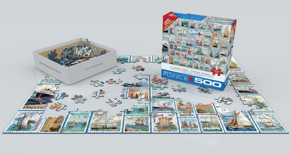Puzzle: Variety 500 Pieces - Sailing Ships Vintage Stamps (ONLINE ORDER ONLY)