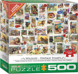 Puzzle: Variety 500 Pieces - Wildlife Vintage Stamps (ONLINE ORDER ONLY)