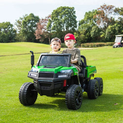 24V 6 Wheeler Freddo Tractor Trailer 2 Seater Ride-on with Dump Cart and Parental Remote (ONLINE ORDER ONLY)