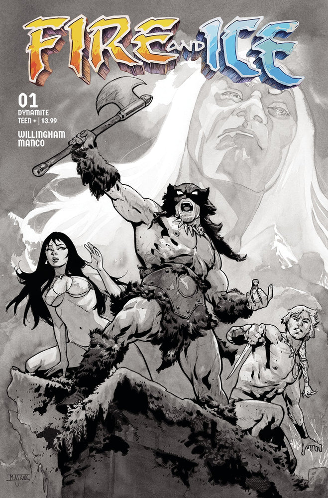 Fire And Ice #1 I 1:15 Mahmud Asrar B&W Variant (08/02/2023) Dynamite (ONLINE ORDER ONLY)