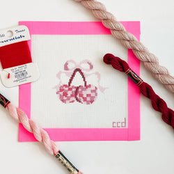 Cotswold Co Designs - Disco Cherries Coquette Needlepoint Canvas, 18 mesh, 3” (ONLINE ORDER ONLY)