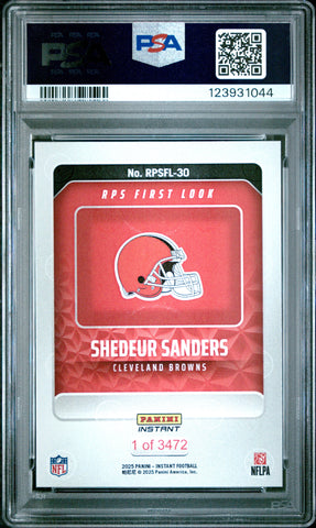 Graded 2025 Panini Instant Shedeur Sanders #RPSFL30 RPS First Look Rookie RC Football Card PSA 10 Gem Mint (ONLINE ORDER ONLY)