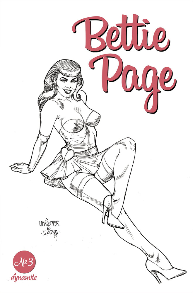 Bettie Page #3 F 1:10 Joseph Michael Linsner Line Art Variant (08/16/2023) Dynamite (ONLINE ORDER ONLY)