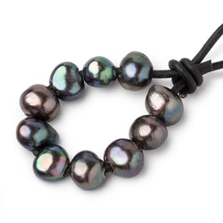 9.5-10.5mm Gray Peacock Large Hole Baroque Pearls Set of 10 (ONLINE ORDER ONLY)