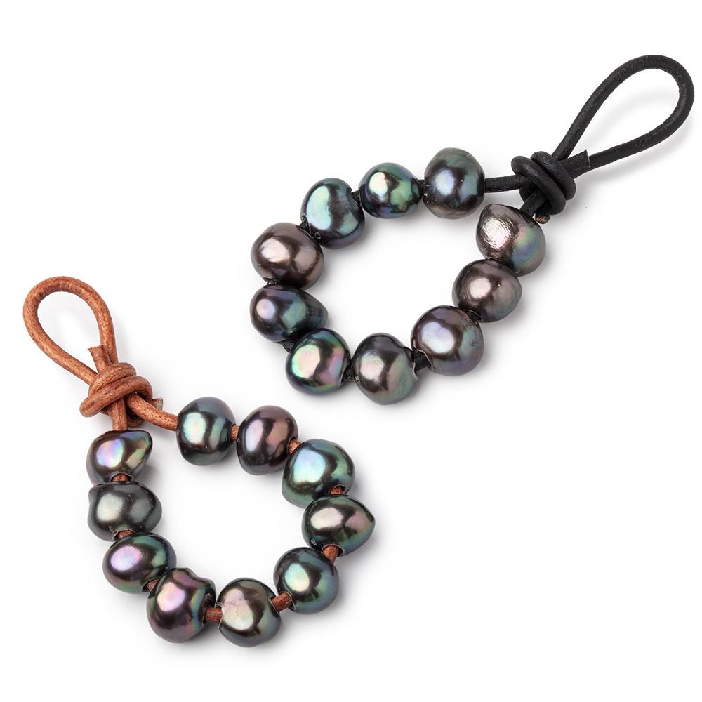 9.5-10.5mm Gray Peacock Large Hole Baroque Pearls Set of 10 (ONLINE ORDER ONLY)