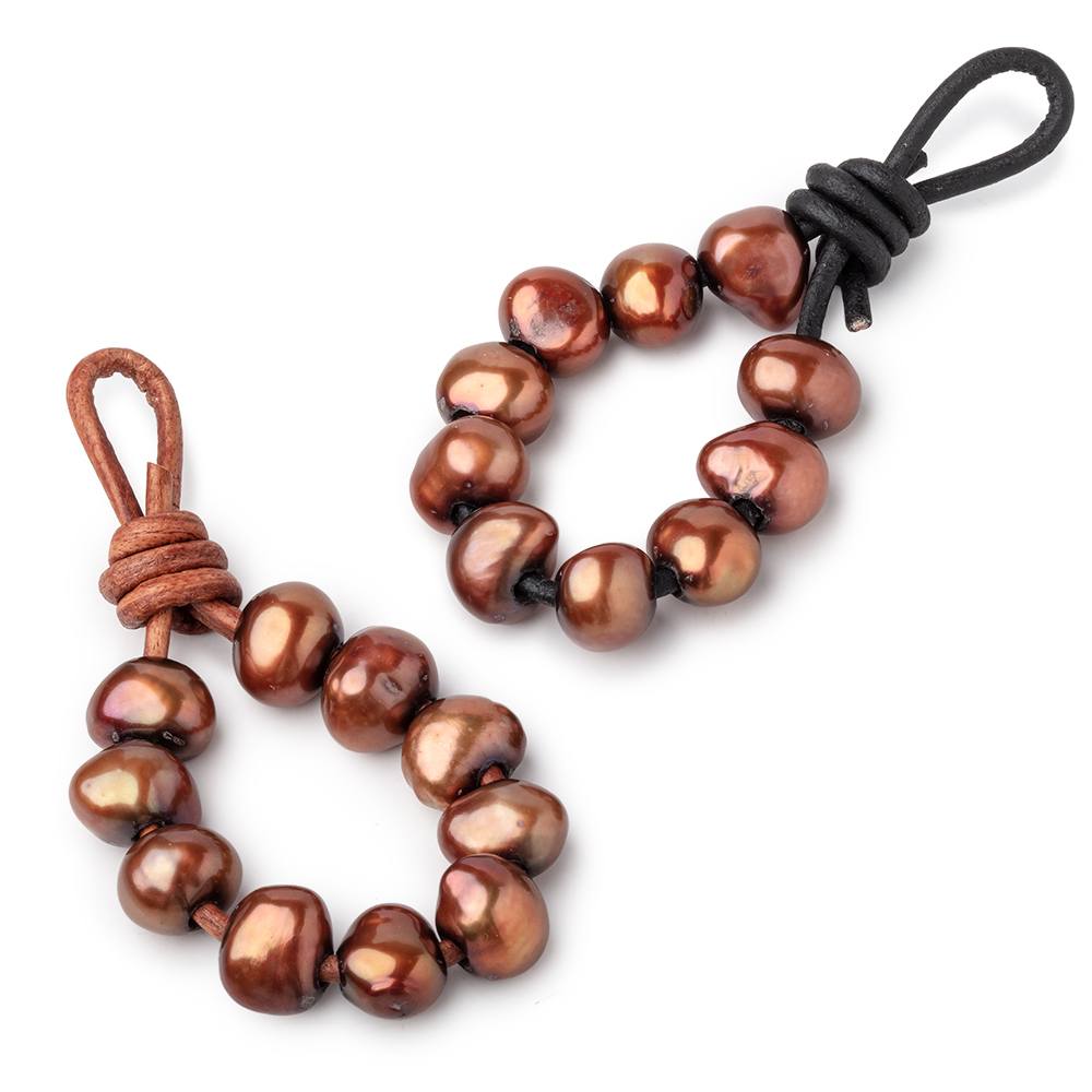 9.5-10.5mm Chestnut Brown Large Hole Baroque Pearls Set of 10 (ONLINE ORDER ONLY)