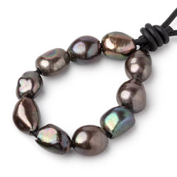 10.5-13.5mm Dark Greige Large Hole Baroque Pearls Set of 10 (ONLINE ORDER ONLY)