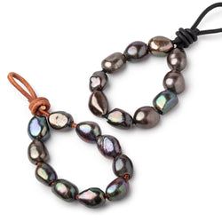 10.5-13.5mm Dark Greige Large Hole Baroque Pearls Set of 10 (ONLINE ORDER ONLY)