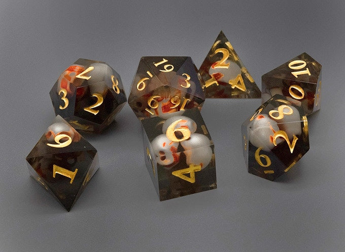 Smoke Sunken Skull Inclusion 7-Dice Set Resin Sharp Edge RPG DND (Online Only)