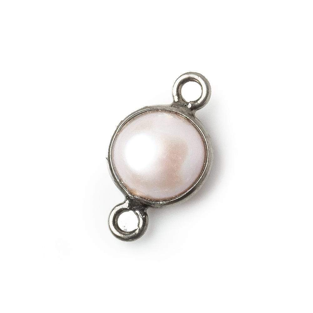 8.5mm Black Gold .925 Silver Bezel Rose' White Freshwater Pearl Button Connector 1 Piece (ONLINE ORDER ONLY)