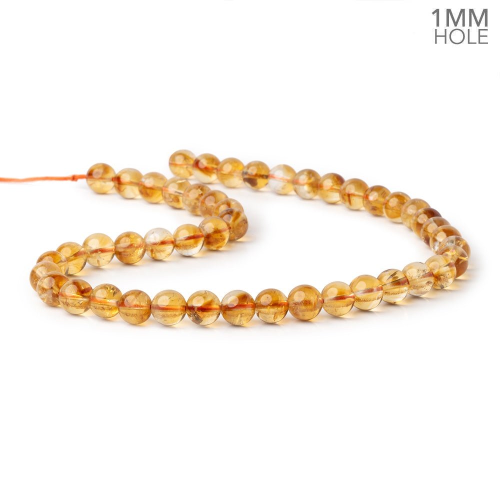 8.5mm Citrine Plain Rounds 15 inch 46 Beads with 1mm Drill Holes AA (ONLINE ORDER ONLY)