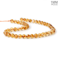 8.5mm Citrine Plain Rounds 15 inch 46 Beads with 1mm Drill Holes AA (ONLINE ORDER ONLY)