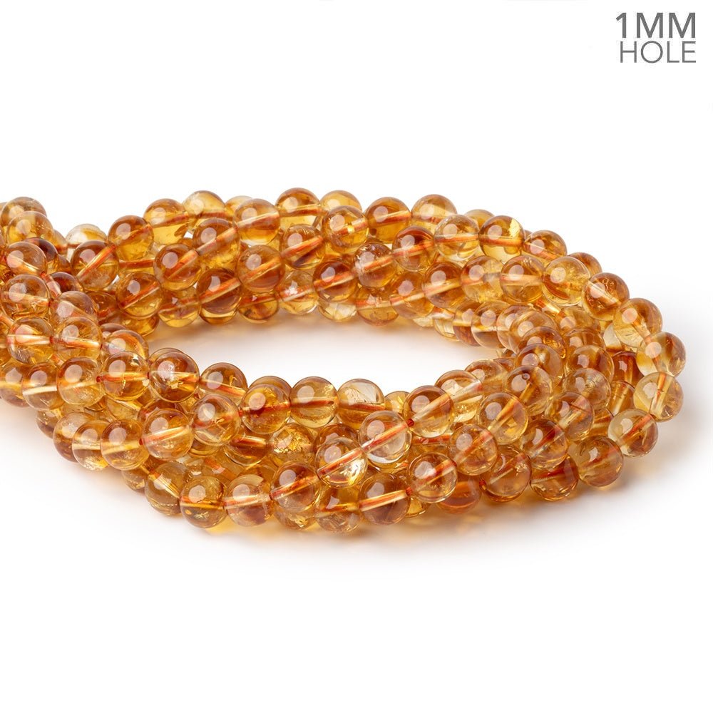 8.5mm Citrine Plain Rounds 15 inch 46 Beads with 1mm Drill Holes AA (ONLINE ORDER ONLY)