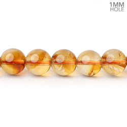 8.5mm Citrine Plain Rounds 15 inch 46 Beads with 1mm Drill Holes AA (ONLINE ORDER ONLY)