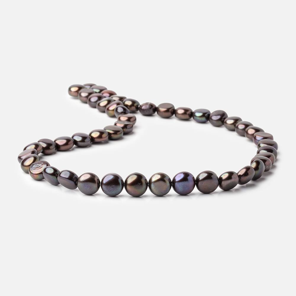 8.5mm Dark Chocolate Peacock Button Freshwater Pearls 15.5 inch 45 pieces (ONLINE ORDER ONLY)