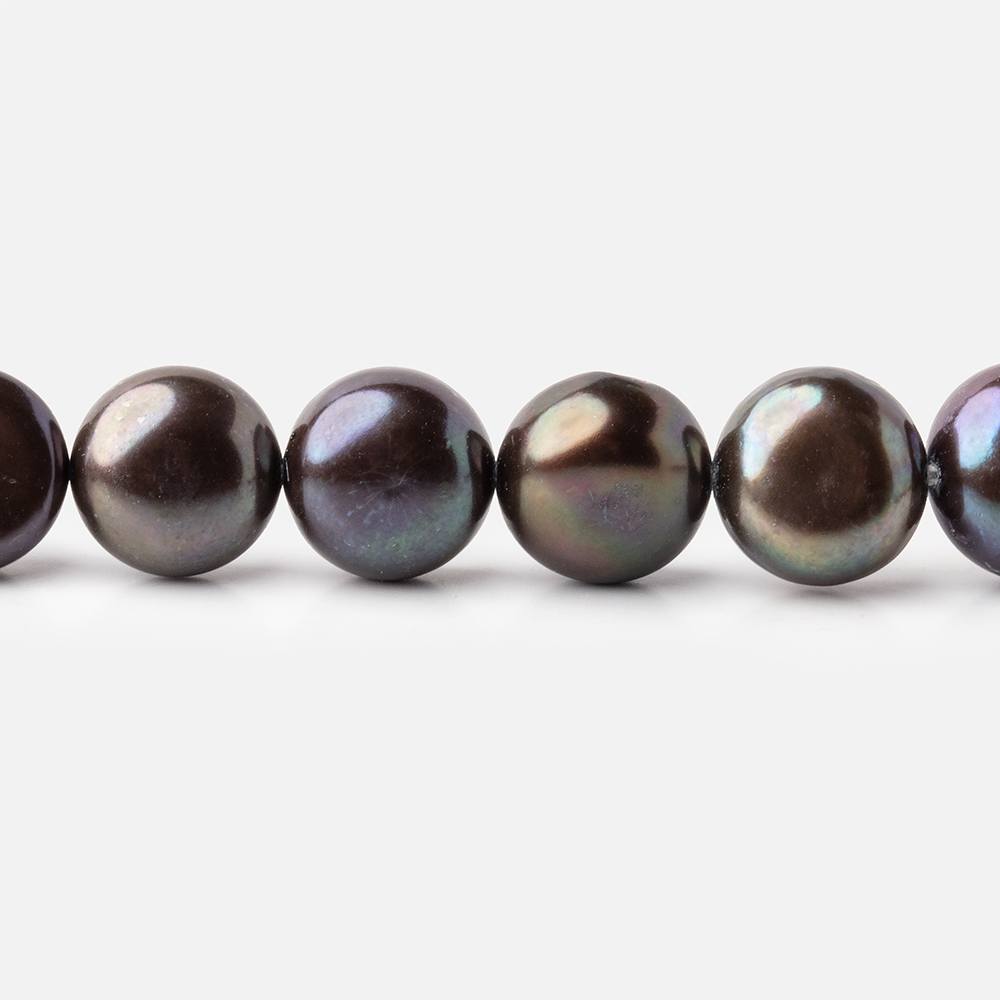 8.5mm Dark Chocolate Peacock Button Freshwater Pearls 15.5 inch 45 pieces (ONLINE ORDER ONLY)