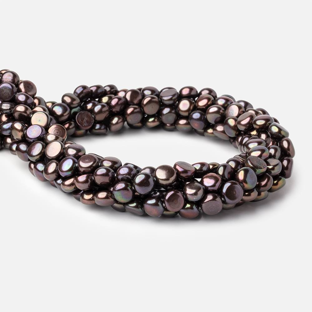 8.5mm Dark Chocolate Peacock Button Freshwater Pearls 15.5 inch 45 pieces (ONLINE ORDER ONLY)