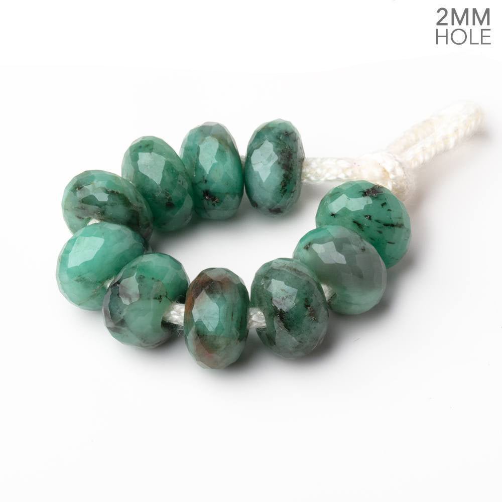8.5mm Emerald 2mm Large Hole Faceted Rondelle Beads Set of 10 (ONLINE ORDER ONLY)