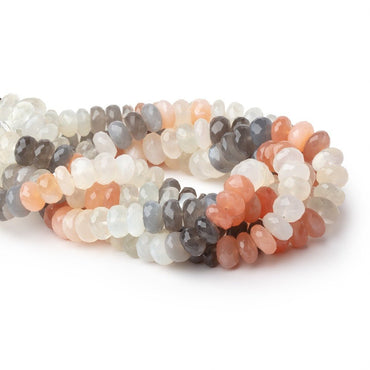 8.5mm Multi Color Moonstone Faceted Rondelle 9 inch 46 Beads (ONLINE ORDER ONLY)