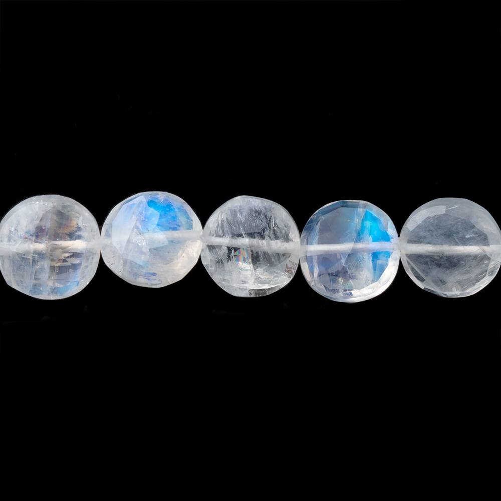 8.5mm Rainbow Moonstone Faceted Coin Beads 16 inch 50 pieces (ONLINE ORDER ONLY)