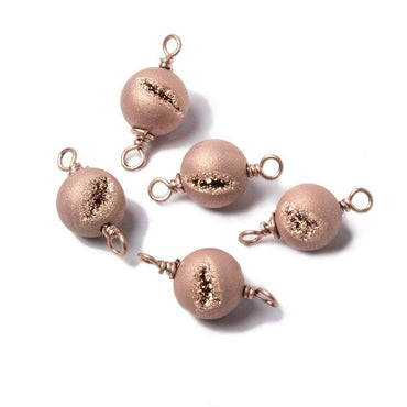 8.5mm Rose Gold plated Drusy Agate plain round Connector 1 piece (ONLINE ORDER ONLY)