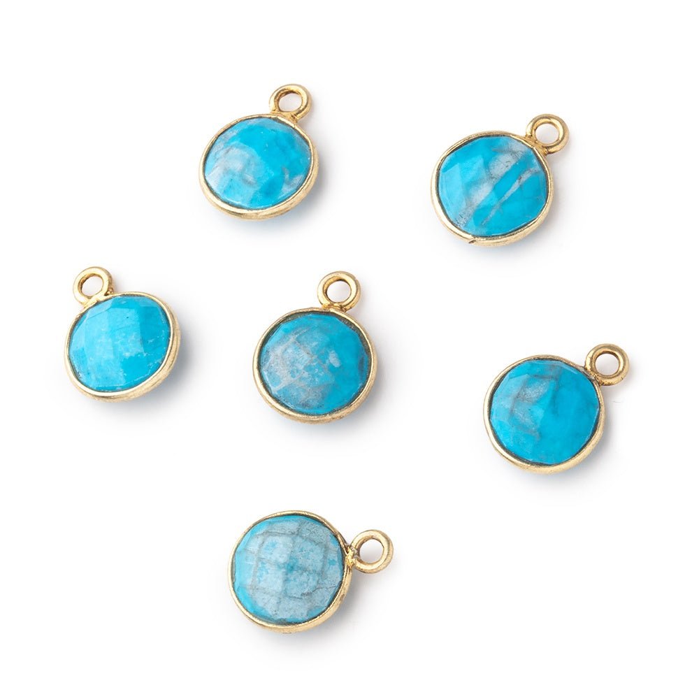 8.5mm Vermeil Bezel Howlite Faceted Coin Pendant 1 Focal piece (ONLINE ORDER ONLY)