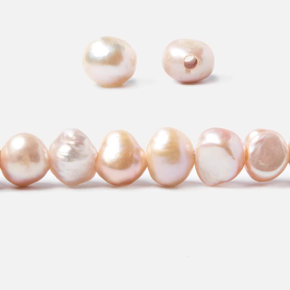 8.5x10-9x11mm Iced Peach Baroque 2.5mm large hole Pearls 15 in. 44 pcs (ONLINE ORDER ONLY)