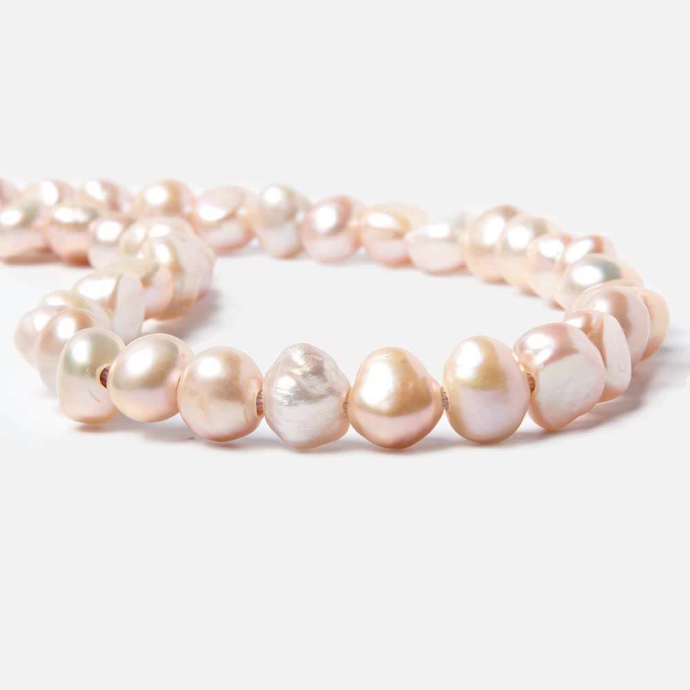 8.5x10-9x11mm Iced Peach Baroque 2.5mm large hole Pearls 15 in. 44 pcs (ONLINE ORDER ONLY)
