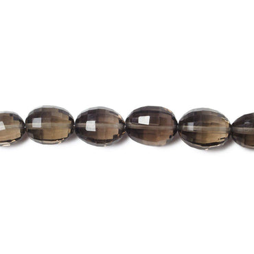 15x12mm Smoky Quartz Checkerboard Faceted Oval Beads 8 inch 14 pieces (ONLINE ORDER ONLY)