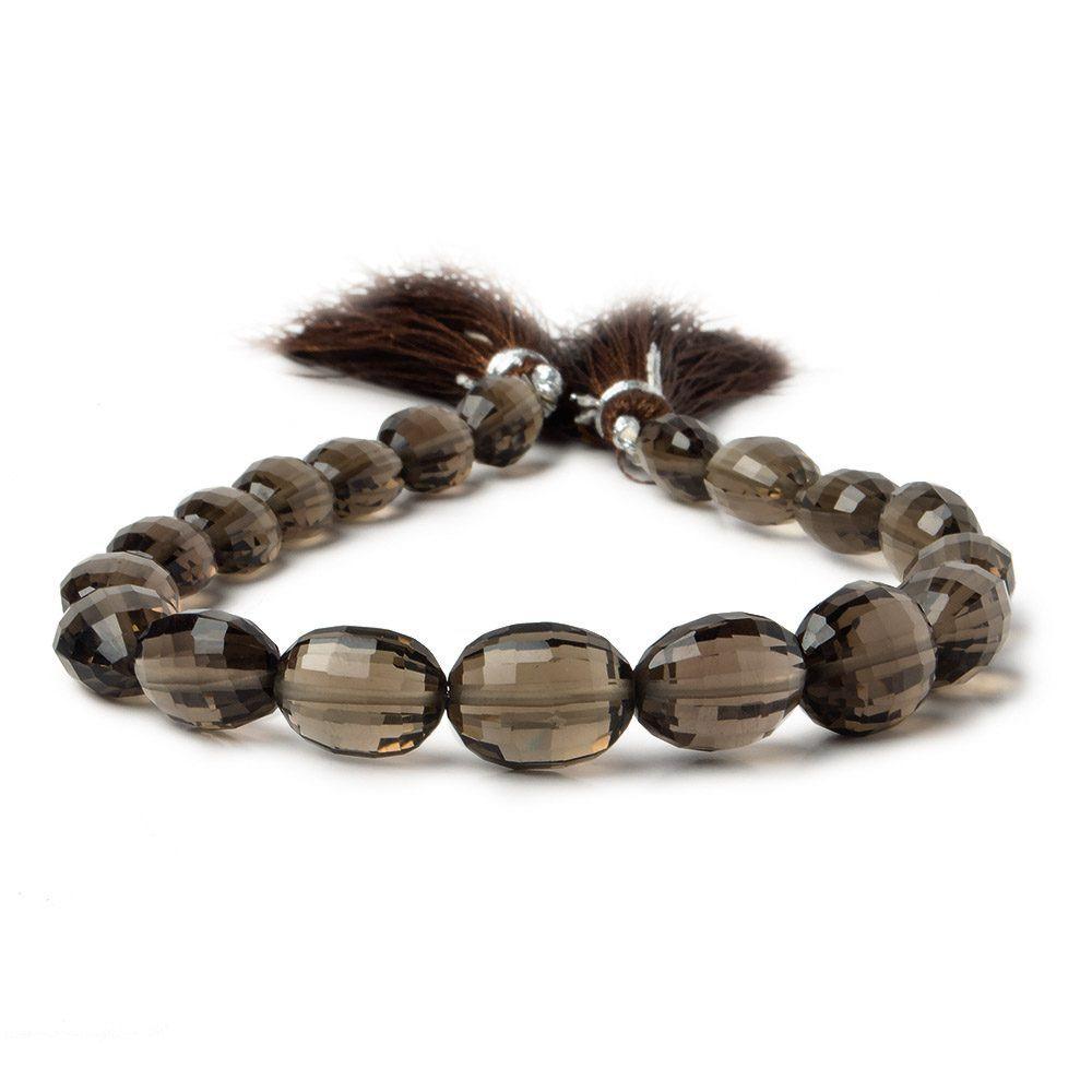 15x12mm Smoky Quartz Checkerboard Faceted Oval Beads 8 inch 14 pieces (ONLINE ORDER ONLY)