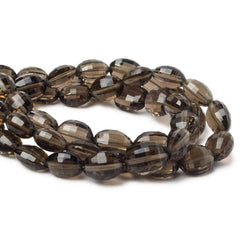 15x12mm Smoky Quartz Checkerboard Faceted Oval Beads 8 inch 14 pieces (ONLINE ORDER ONLY)